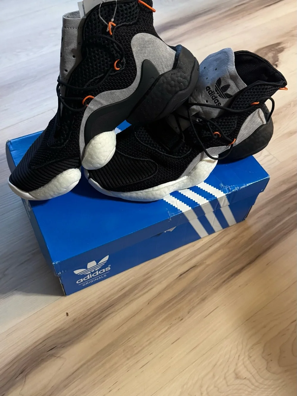 adidas Crazy BYW Athletic Sneakers with Orange Accents